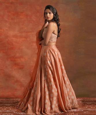 Orange Bhandhani Lehenga  2