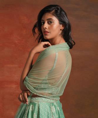 Pastel Green Bhandhani Lehenga  4