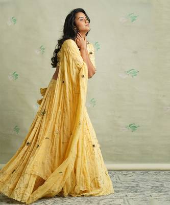 Yellow Heavy Embroidered Lehenga Set 1