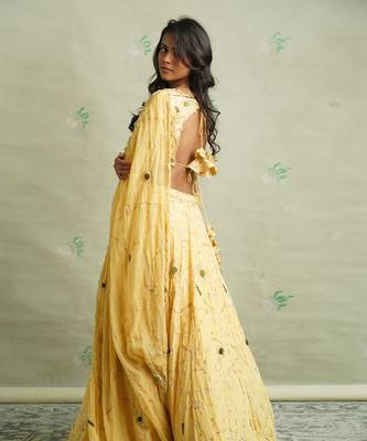 Yellow Heavy Embroidered Lehenga Set 3