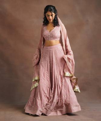 Blush Pink Jhal Work Lehenga  2