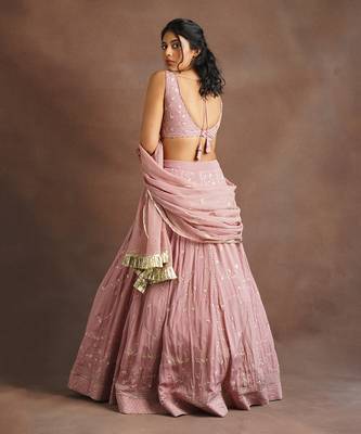 Blush Pink Jhal Work Lehenga  4