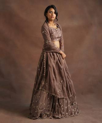 Brown Jhal Work Lehenga  2