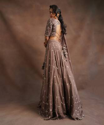 Brown Jhal Work Lehenga  3