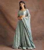 Aqua Blue Jhal Work Lehenga 