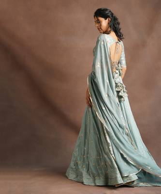 Aqua Blue Jhal Work Lehenga  3