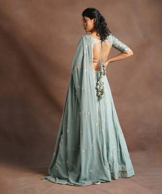 Aqua Blue Jhal Work Lehenga  4
