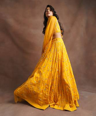 Mustard Yellow Jhal Work Lehenga  3