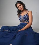 Sapphire Blue Butti Lehenga Set