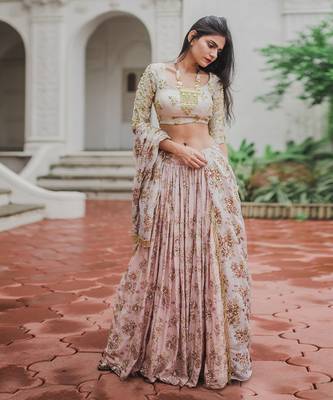 Pink Floral Lehenga Set 1