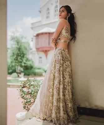 Cream Floral Lehenga set 2