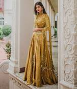 Mustard Embroidery Lehenga Set