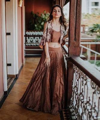 Brown Embroidery Lehenga Set 1