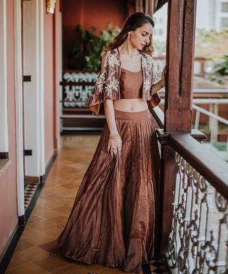 Brown Embroidery Lehenga Set 2