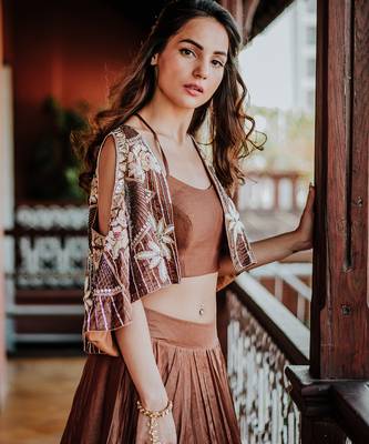 Brown Embroidery Lehenga Set 4