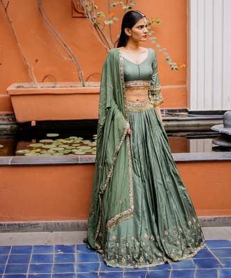 Olive Green Lehenga Set 1
