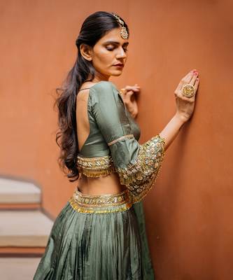 Olive Green Lehenga Set 4