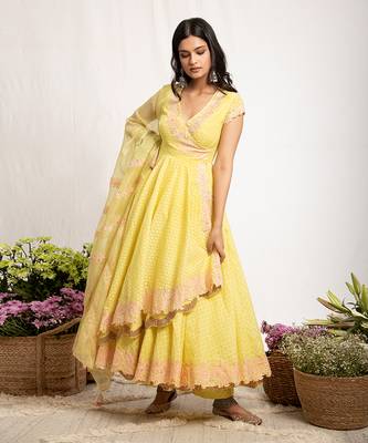 Yellow Kinnari Anarkali Set 2