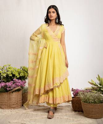 Yellow Kinnari Anarkali Set 3