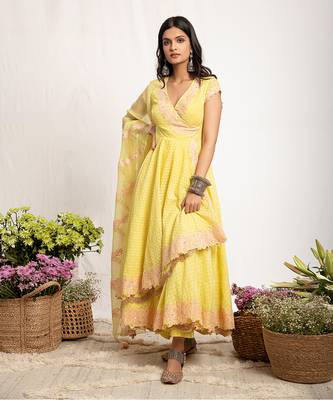 Yellow Kinnari Anarkali Set 4