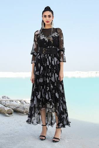 Black Ameera Tier Dress
