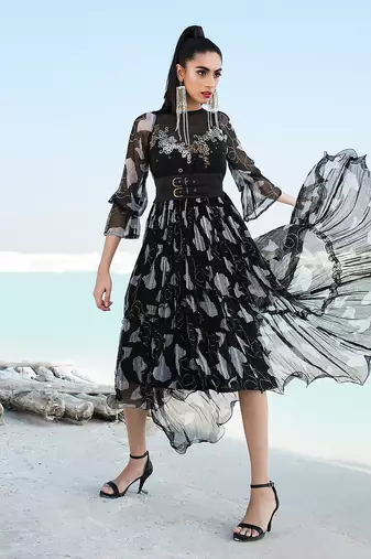 Black Ameera Tier Dress