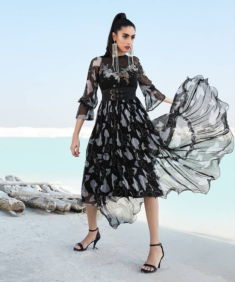 Black Ameera Tier Dress