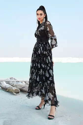 Black Ameera Tier Dress