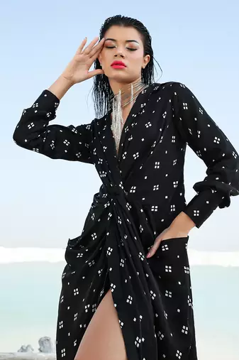 Black Ameera Knotted Dress