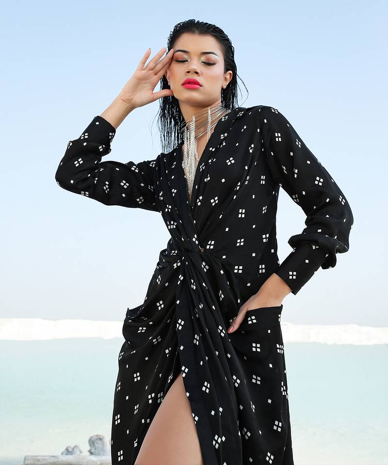 Black Ameera Knotted Dress