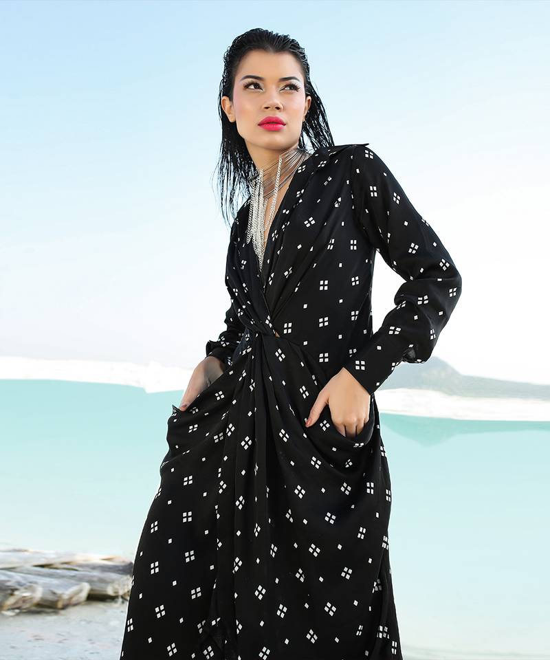 Black Ameera Knotted Dress