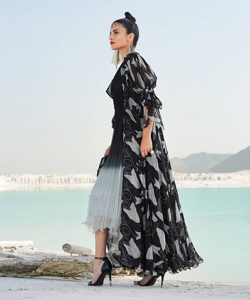 Black Ameera Ombre Dress With Blaze Jacket