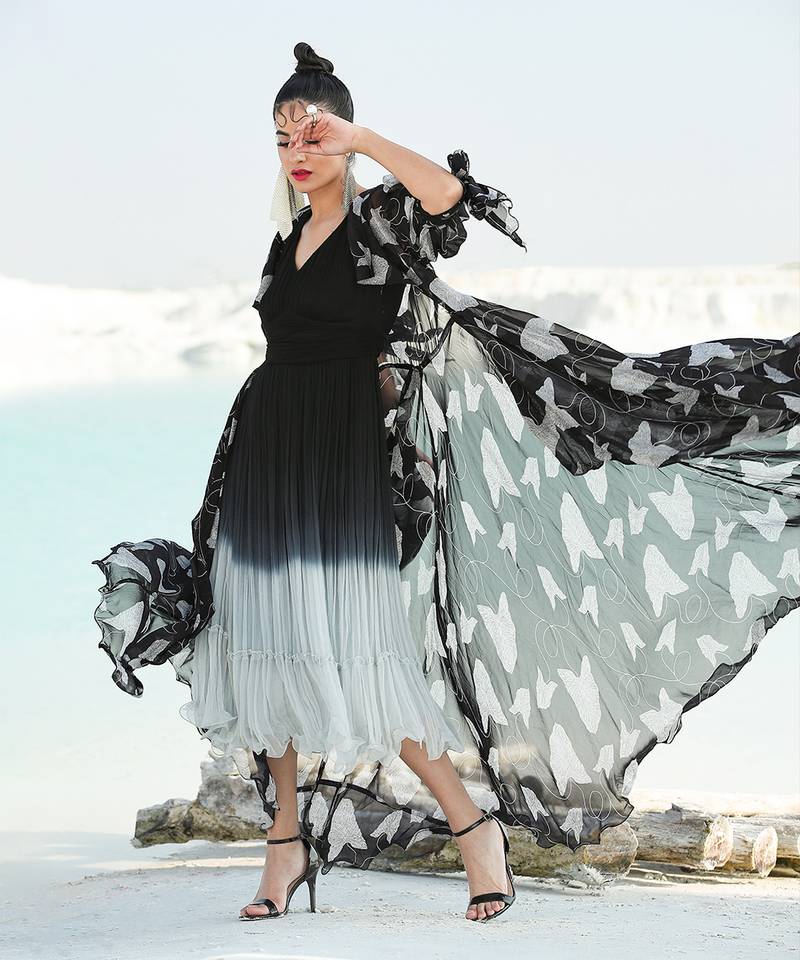 Black Ameera Ombre Dress With Blaze Jacket