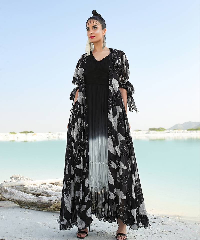 Black Ameera Ombre Dress With Blaze Jacket