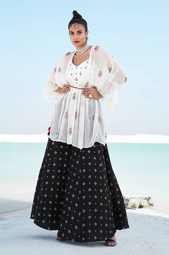 Ivory Ameera Ruffle Kimono Sharara Set