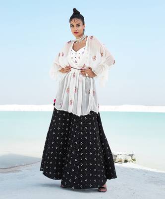 Ivory Ameera Ruffle Kimono Sharara Set 1