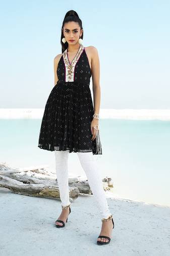 Black Ameera Halter Tunic with Sequinned Tights