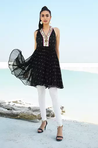 Black Ameera Halter Tunic with Sequinned Tights