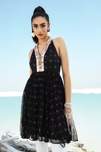 Black Ameera Halter Tunic with Sequinned Tights