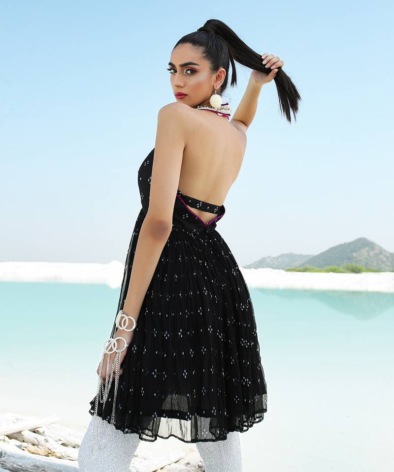 Black Ameera Halter Tunic with Sequinned Tights