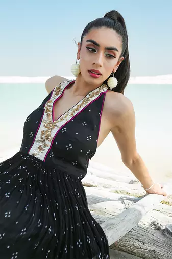 Black Ameera Halter Tunic with Sequinned Tights