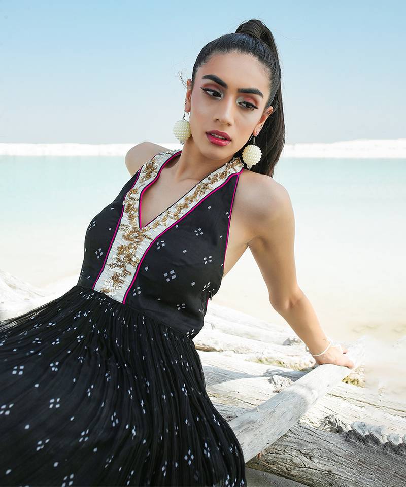 Black Ameera Halter Tunic with Sequinned Tights