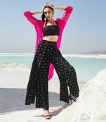 Ameera Hot Pink Sheer Jacket Flutter Pants Set