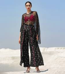 Ameera Ooze Sheer Cape Top With Flutter Pants