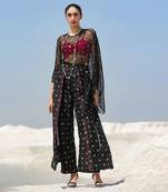 Ameera Ooze Sheer Cape Top With Flutter Pants