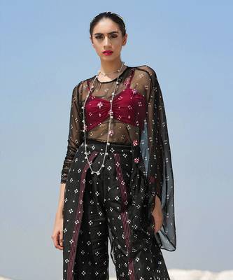 Ameera Ooze Sheer Cape Top With Pinkmess Inner 2