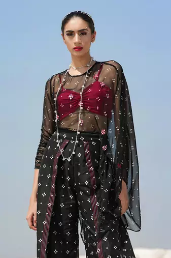 Ameera Ooze Sheer Cape Top With Pinkmess Inner