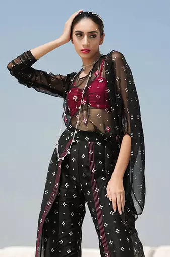 Ameera Ooze Sheer Cape Top With Pinkmess Inner