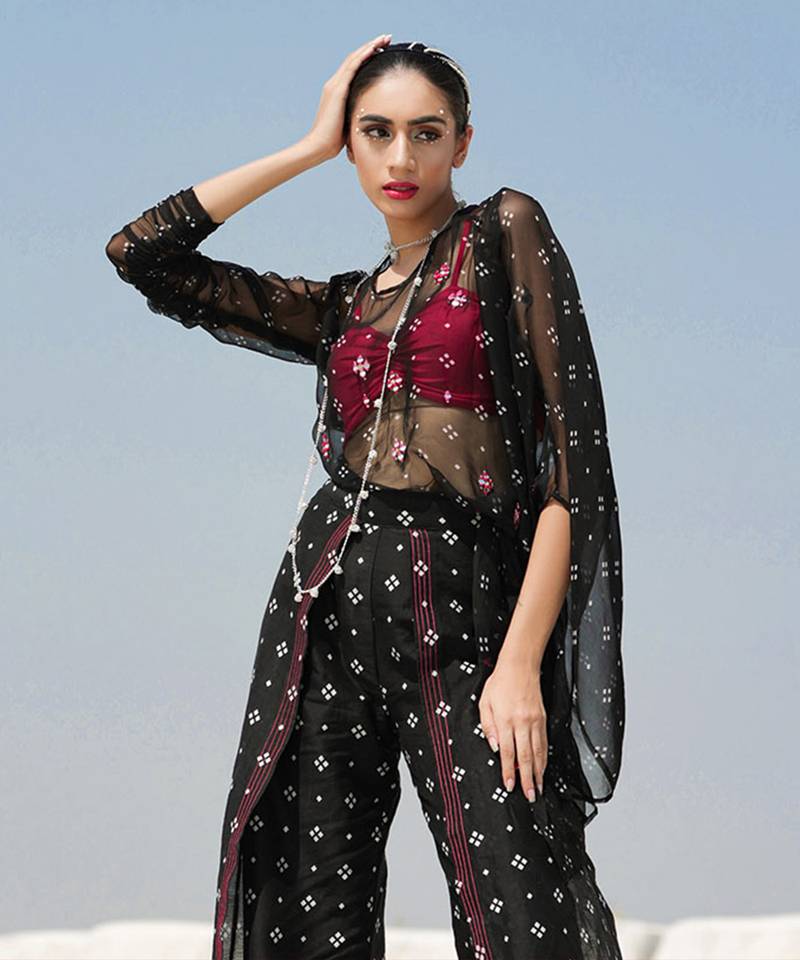 Ameera Ooze Sheer Cape Top With Pinkmess Inner