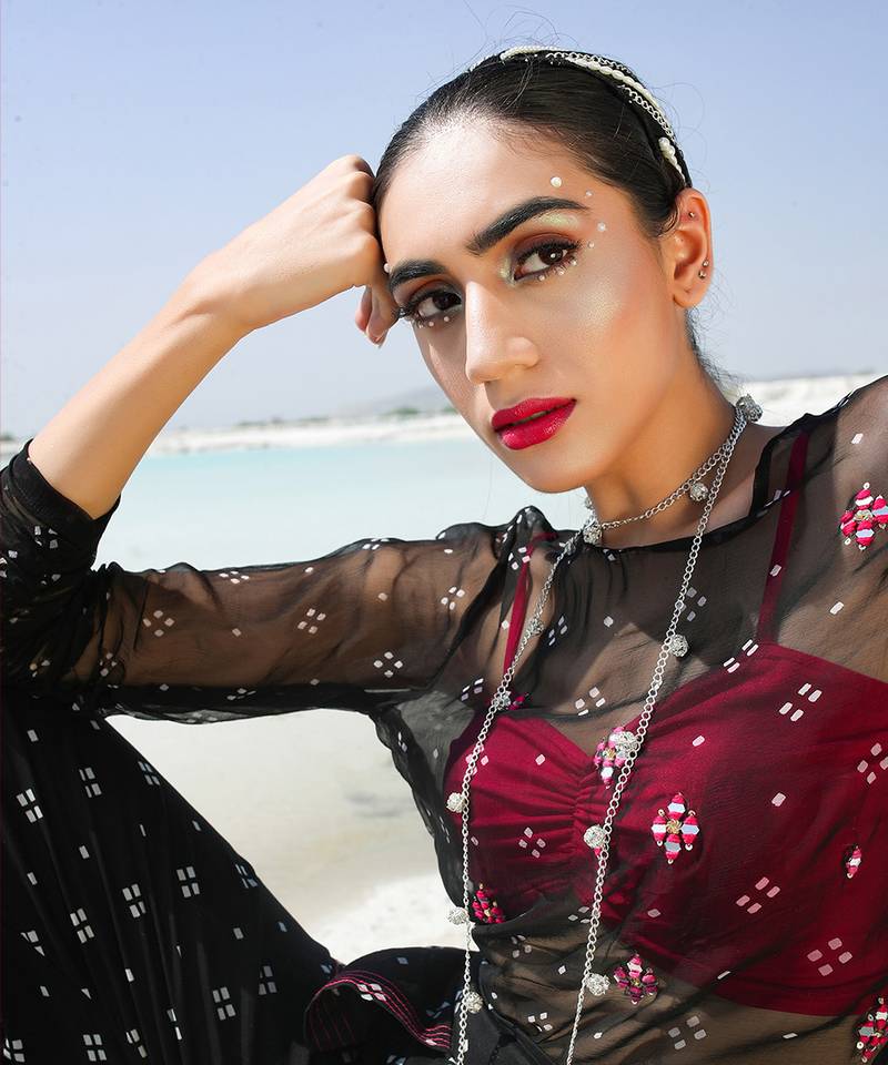 Ameera Ooze Sheer Cape Top With Pinkmess Inner